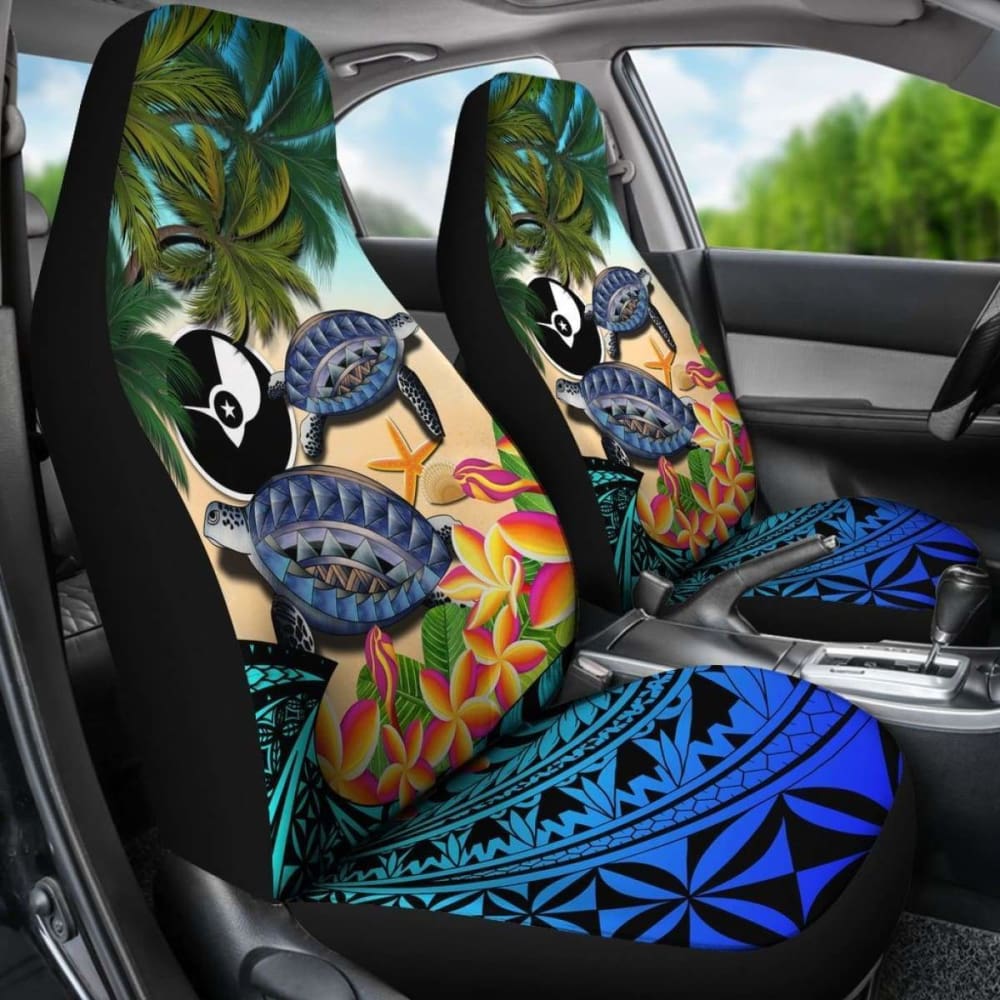 Yap Car Seat Covers - Polynesian Turtle Coconut Tree And Plumeria Amazing