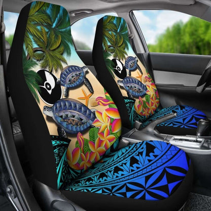 Yap Car Seat Covers - Polynesian Turtle Coconut Tree And Plumeria Amazing