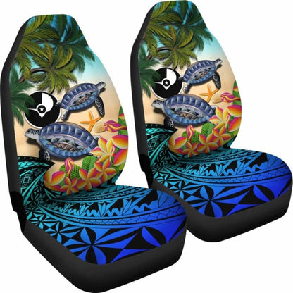 Yap Car Seat Covers - Polynesian Turtle Coconut Tree And Plumeria Amazing