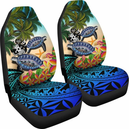 Tonga Car Seat Covers - Polynesian Turtle Coconut Tree And Plumeria Amazing