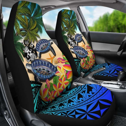 Tonga Car Seat Covers - Polynesian Turtle Coconut Tree And Plumeria Amazing