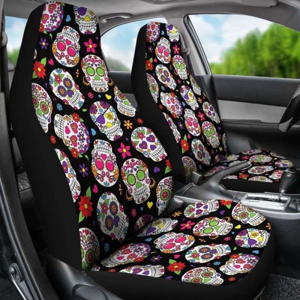 Set Seat Cover Sugar Skulls