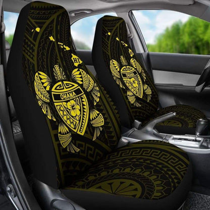 Hawaii Turtle Hibiscus Map Car Seat Covers - Yellow - New -