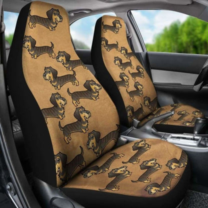 Cartoon Wire Haired Dachshund Car Seat Cover