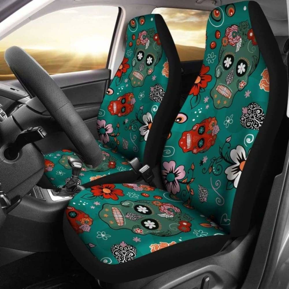Set Of Pcs Sugar Skull Car Seat Covers