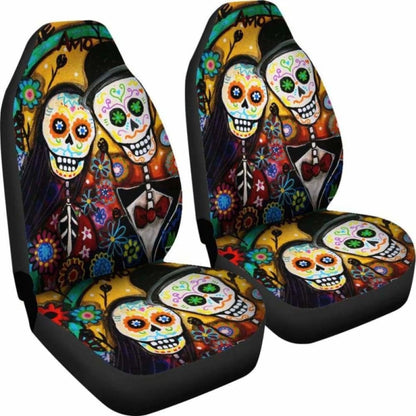 Set Of Pcs Day Of The Dead Sugar Skull Car Seat Cover