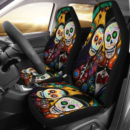 Set Of Pcs Day Of The Dead Sugar Skull Car Seat Cover