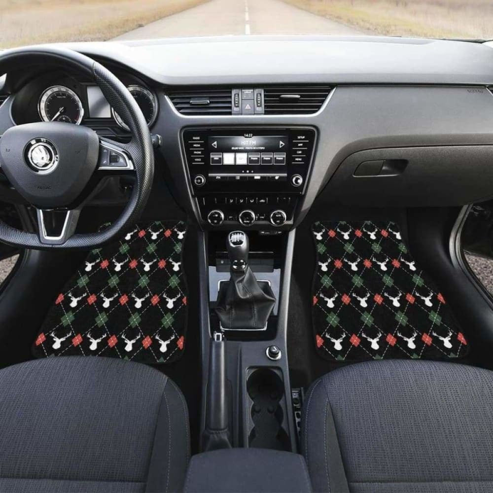 Deer Christmas New Year Pattern Argyle Front And Back Car Mats