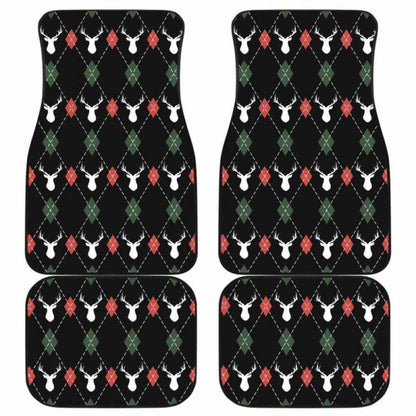 Deer Christmas New Year Pattern Argyle Front And Back Car Mats