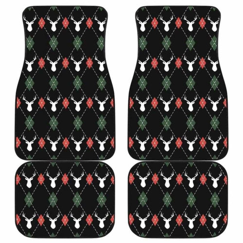Deer Christmas New Year Pattern Argyle Front And Back Car Mats