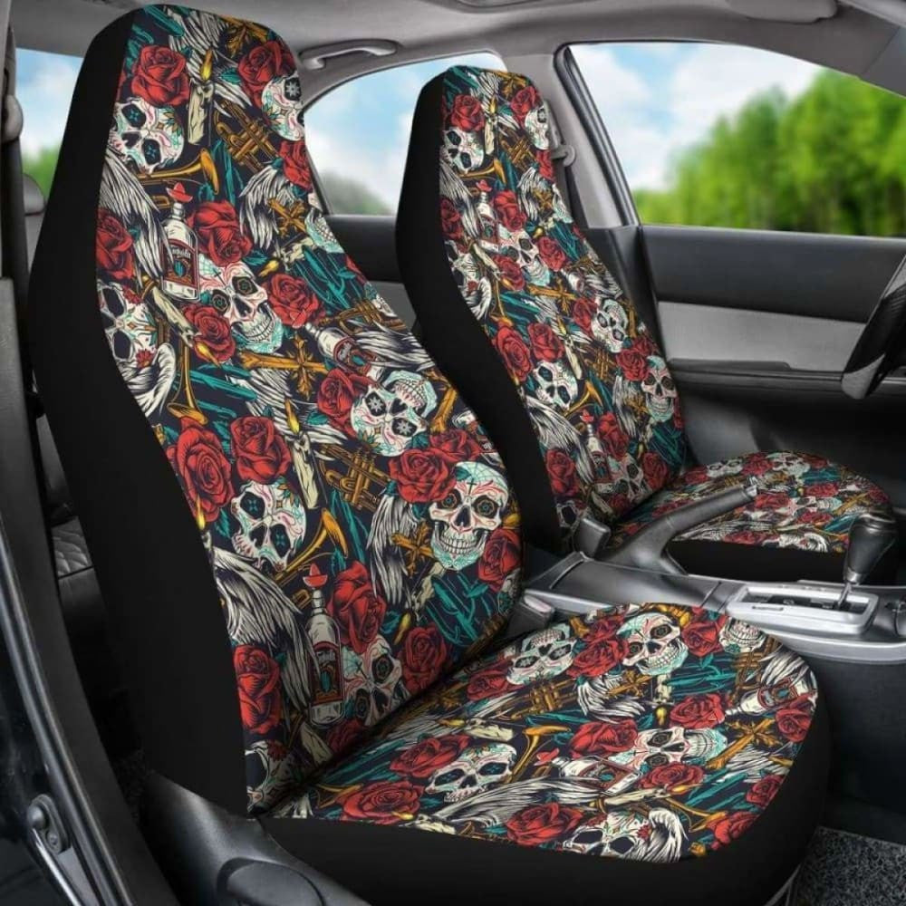 Set Of Pcs Sugar Skull Car Seat Covers