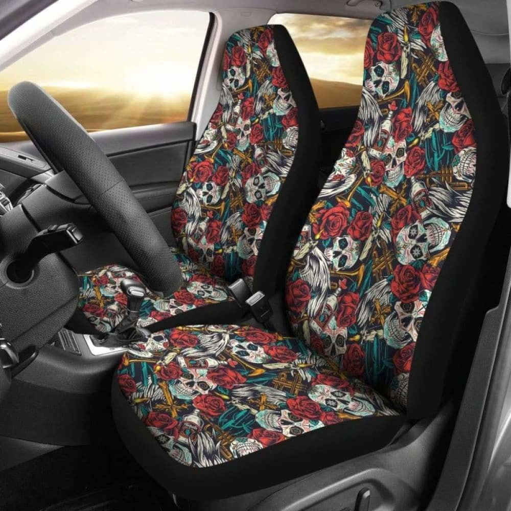 Set Of Pcs Sugar Skull Car Seat Covers
