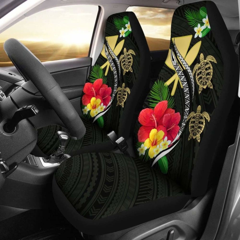 Hawaii Map Turtle Hibiscus Plumeria Polynesian - Car Seat Covers New Awesome