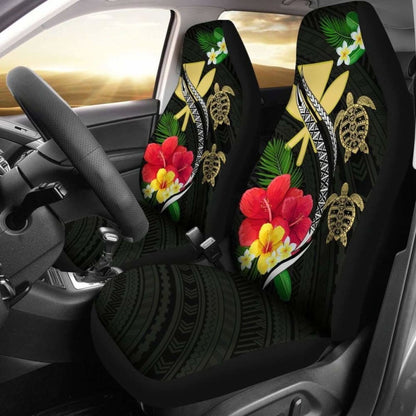 Hawaii Map Turtle Hibiscus Plumeria Polynesian - Car Seat Covers New Awesome