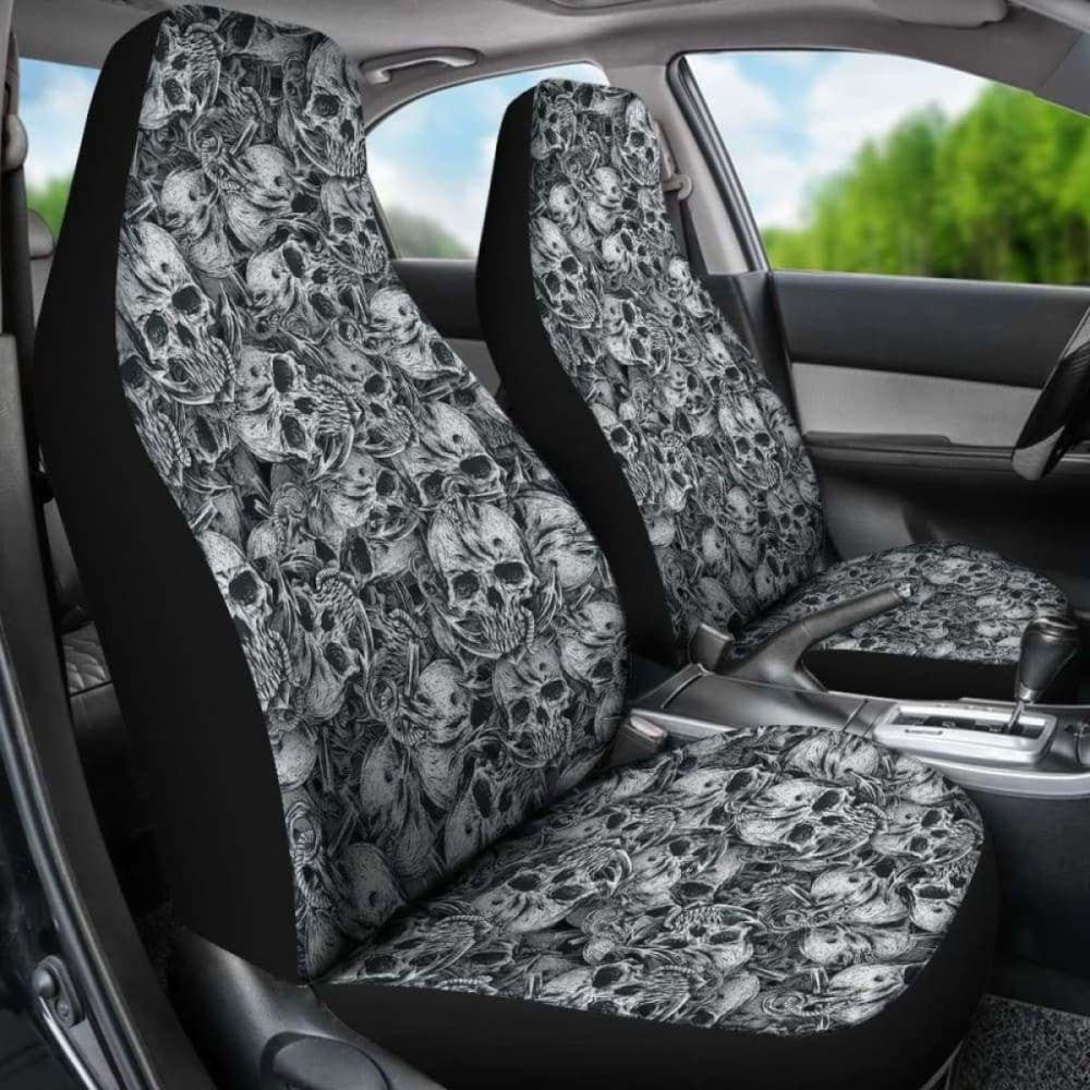 Set Pcs Floral Sugar Skull Day Of The Dead Skull Car Seat Covers