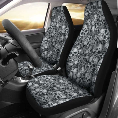 Set Pcs Floral Sugar Skull Day Of The Dead Skull Car Seat Covers
