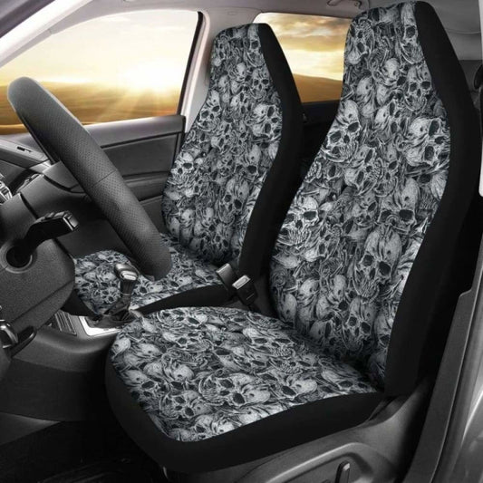 Set Pcs Floral Sugar Skull Day Of The Dead Skull Car Seat Covers