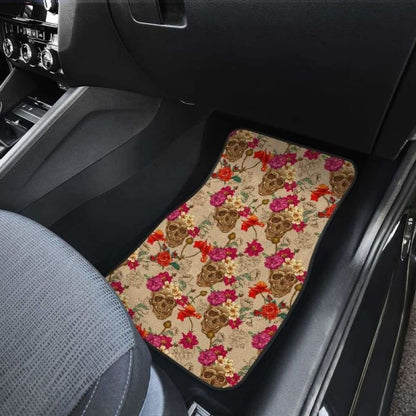 Set Of Pcs Floral Sugar Skull Car Mats