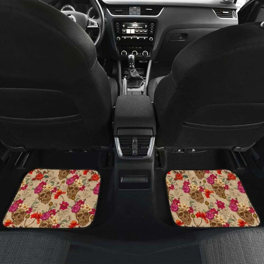 Set Of Pcs Floral Sugar Skull Car Mats