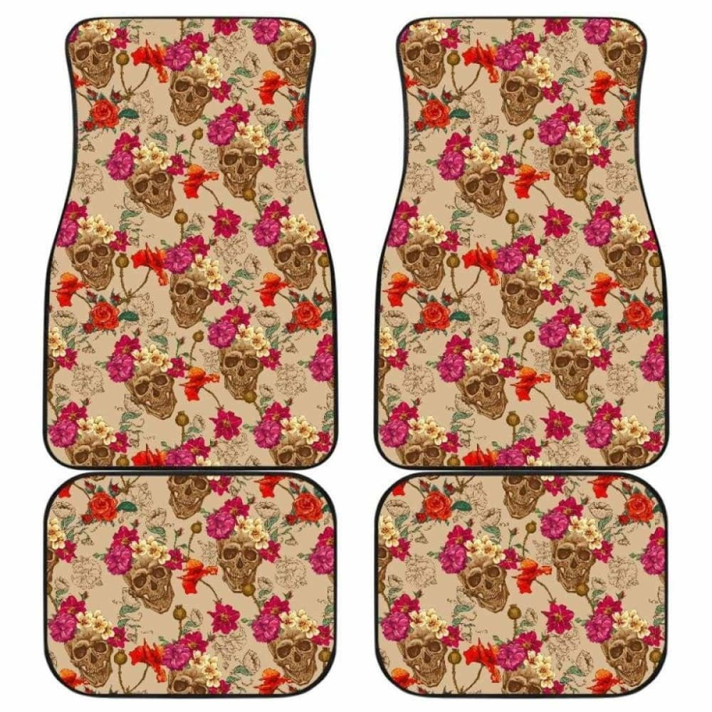Set Of Pcs Floral Sugar Skull Car Mats