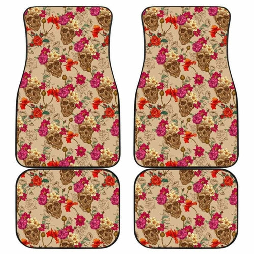Set Of Pcs Floral Sugar Skull Car Mats