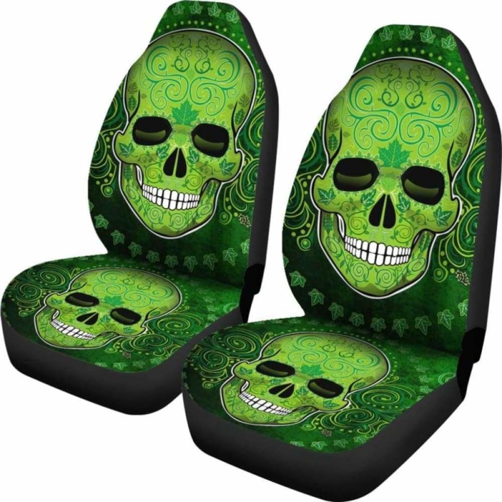 Set Pcs St Patrick Day Skull Car Seat Covers