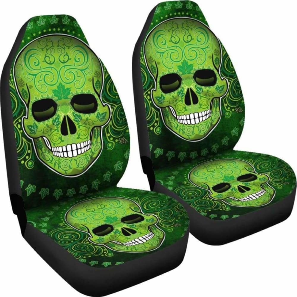 Set Pcs St Patrick Day Skull Car Seat Covers