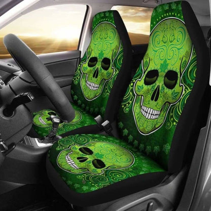 Set Pcs St Patrick Day Skull Car Seat Covers