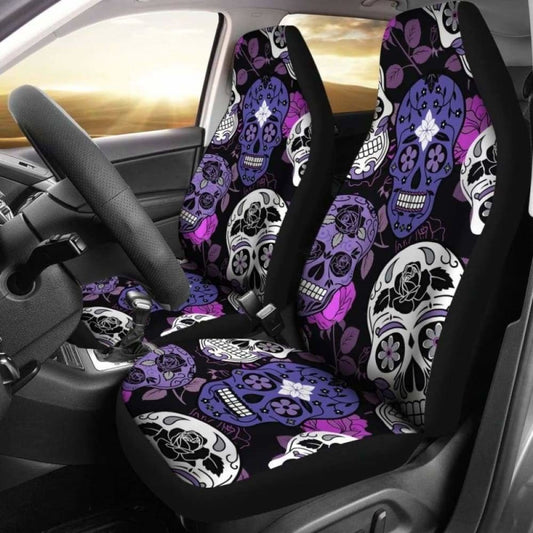 Skullistic Sugar Skulls Purple Car Seat Covers