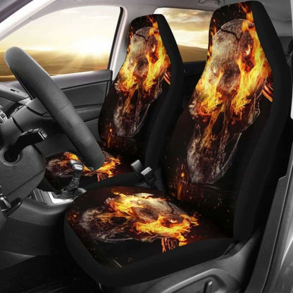 Set Pcs Gothic Flaming Skull Car Seat Covers
