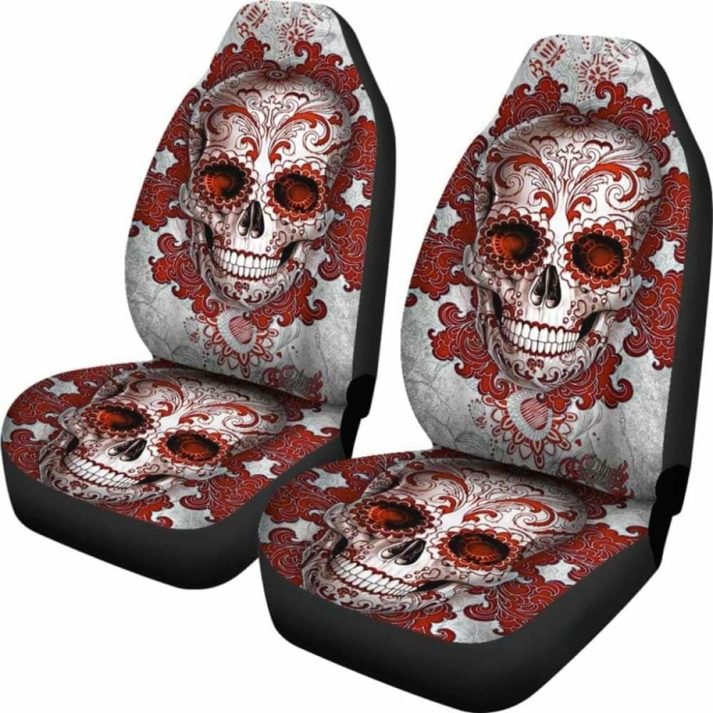 Set Of Pcs - Day Of The Dead - Sugar Skulls Car Seat Covers
