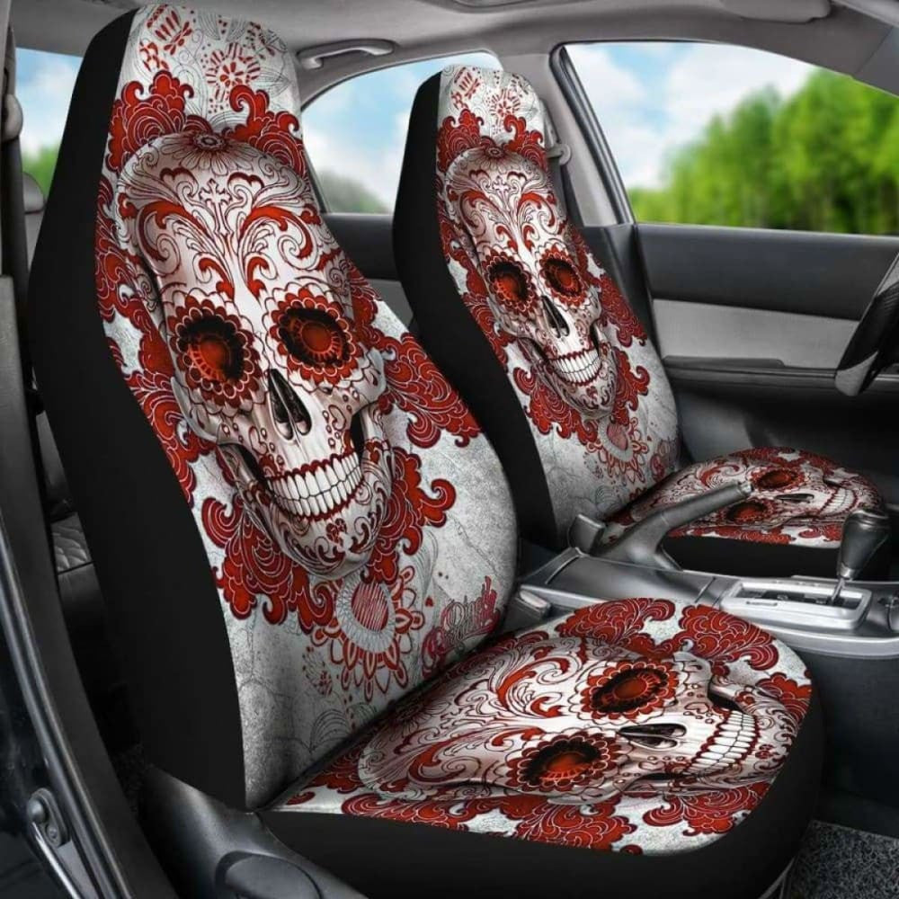 Set Of Pcs - Day Of The Dead - Sugar Skulls Car Seat Covers
