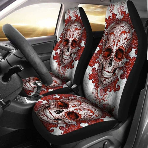 Set Of Pcs - Day Of The Dead - Sugar Skulls Car Seat Covers