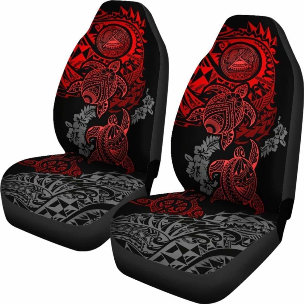 American Samoa Car Seat Covers - American Samoa Seal Red Turtle Gray Hibiscus Flowing - Amazing