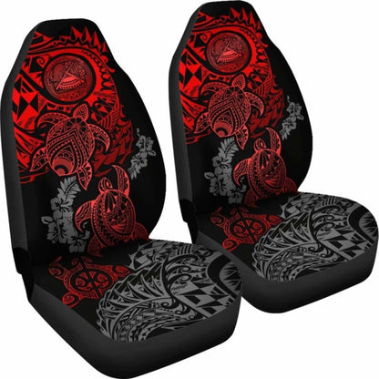 American Samoa Car Seat Covers - American Samoa Seal Red Turtle Gray Hibiscus Flowing - Amazing