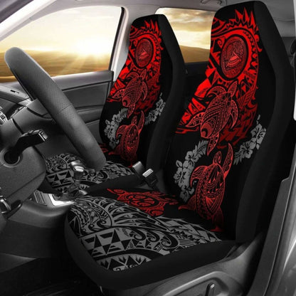 American Samoa Car Seat Covers - American Samoa Seal Red Turtle Gray Hibiscus Flowing - Amazing