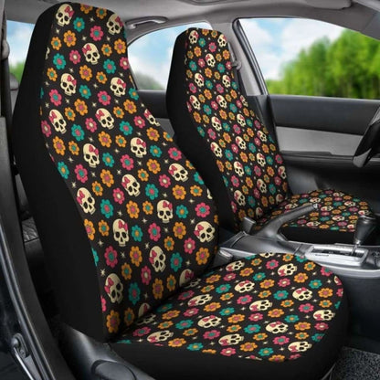 Set Pcs Sugar Skull Day Of The Dead Skull Car Seat Covers