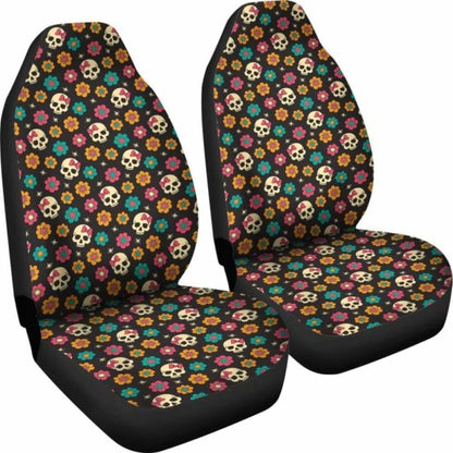 Set Pcs Sugar Skull Day Of The Dead Skull Car Seat Covers