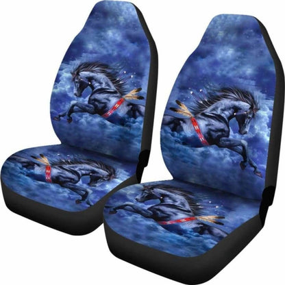 Blue Horse Car Seat Cover