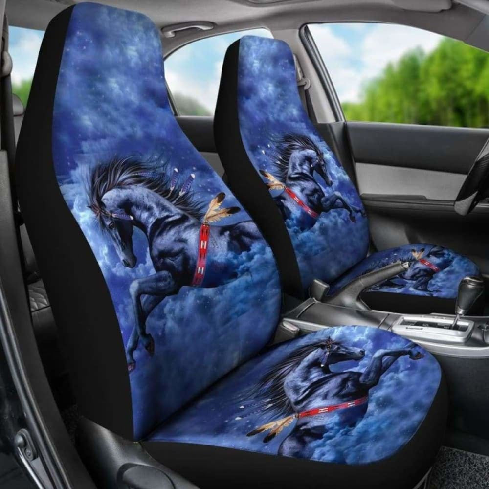 Blue Horse Car Seat Cover