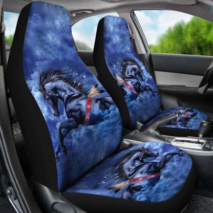Blue Horse Car Seat Cover