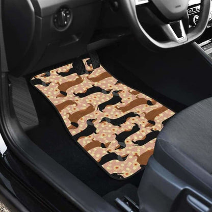 Dachshund Floral Background Front And Back Car Mats
