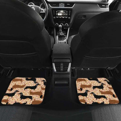Dachshund Floral Background Front And Back Car Mats