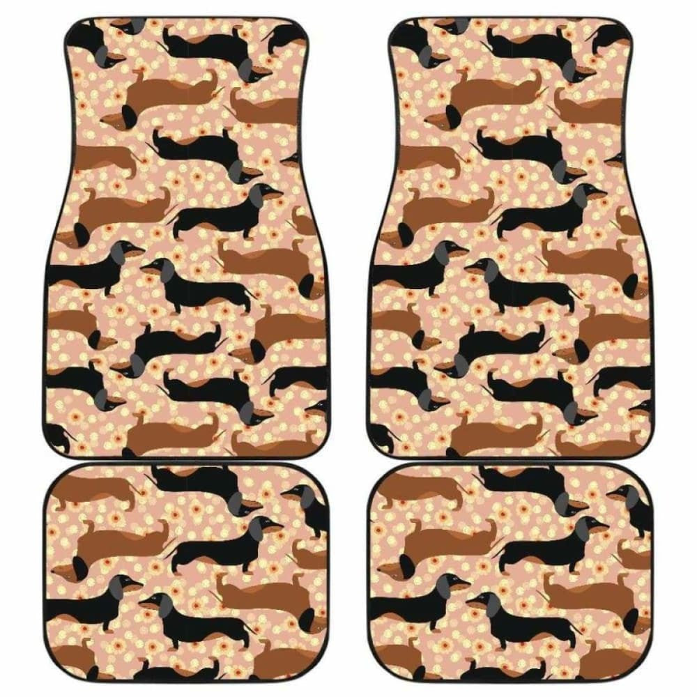 Dachshund Floral Background Front And Back Car Mats