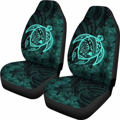 Alohawaii Car Seat Covers - Hawaii Turtle Map Hibiscus Poly Turquoise - New Awesome