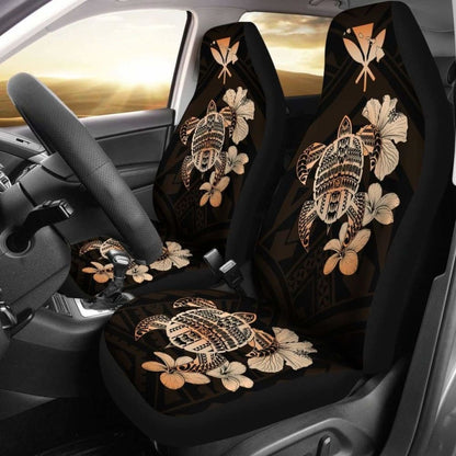 Hawaiian Kanaka Hibiscus Plumeria Mix Polynesian Turtle Car Seat Covers Orange New Awesome