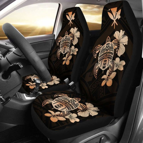 Hawaiian Kanaka Hibiscus Plumeria Mix Polynesian Turtle Car Seat Covers Orange New Awesome