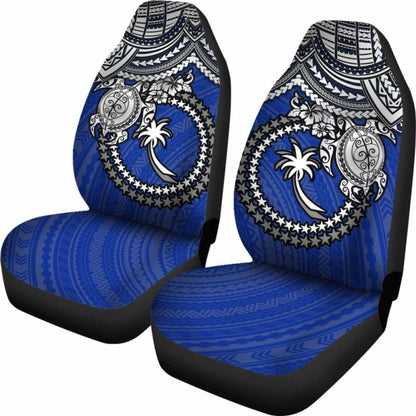 Chuuk Polynesian Car Seat Covers - White Turtle (Blue) - Amazing
