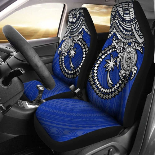 Chuuk Polynesian Car Seat Covers - White Turtle (Blue) - Amazing