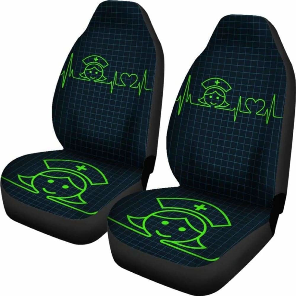 Nurse Heartbeat Green - Car Seat Cover (Set of)